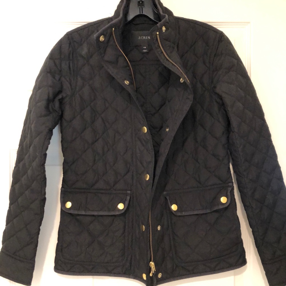 J Crew black fall quilted jacket